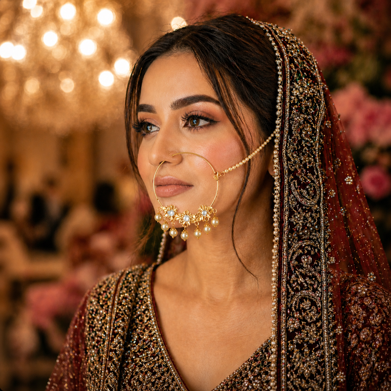 Jadau Nath Collection – Buy Bridal Nose Ring Online