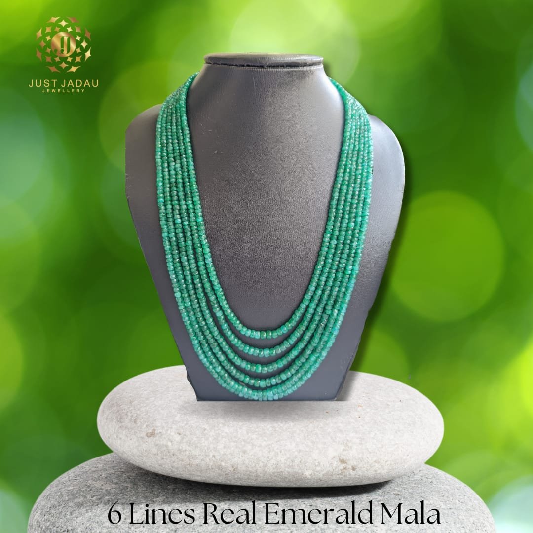 6 Layered Real Emerald Beads Mala
