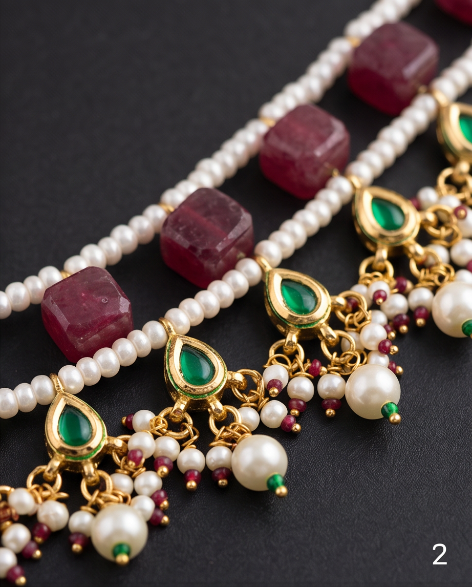 Avni Ruby- Emerald Chokar Set