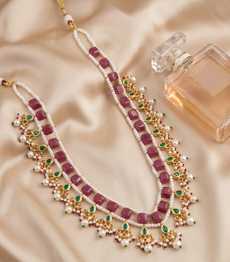 Avni Ruby- Emerald Chokar Set