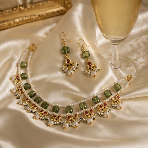 Avni Emerald-Ruby Chokar Set