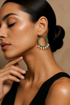 Emerald beads Hoop Earrings