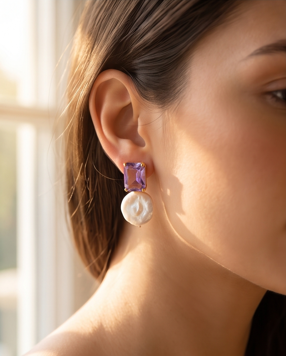 Margerita Baroque Jadau Pearls Set In Amythist