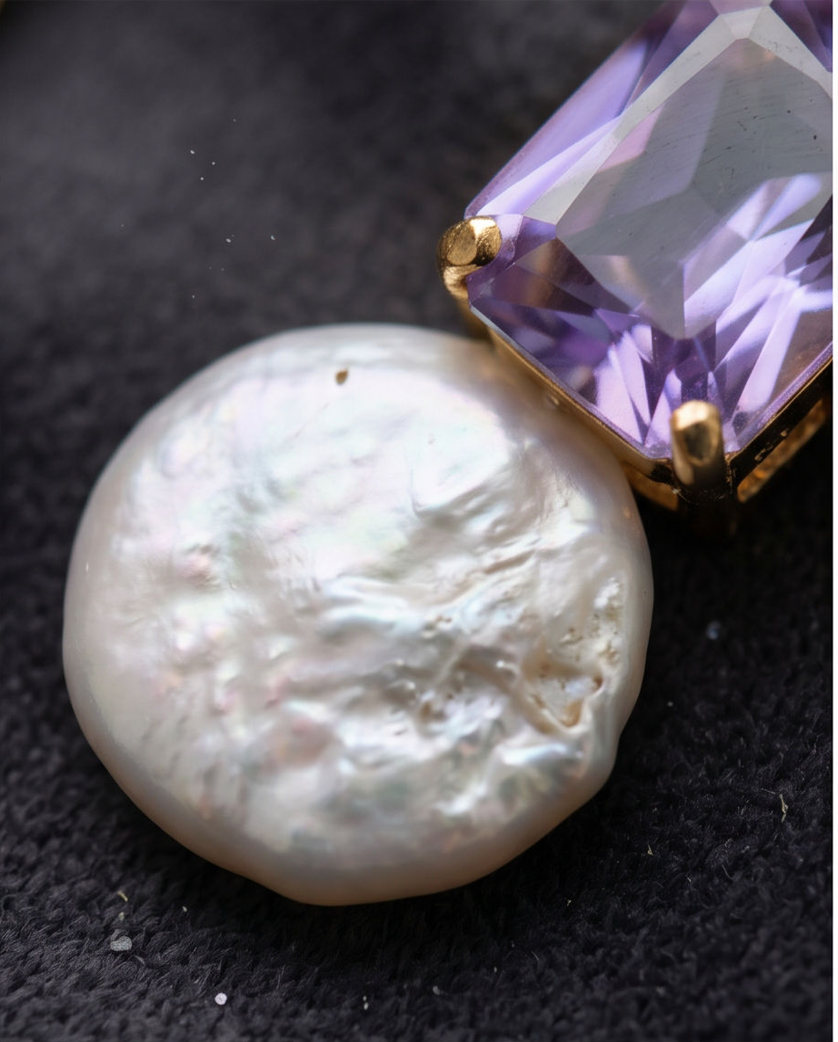 Margerita Baroque Jadau Pearls Set In Amythist