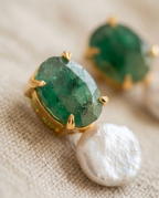 Margerita Baroque Jadau pearls Set In Real Emerald