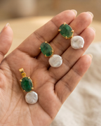 Margerita Baroque Jadau pearls Set In Real Emerald