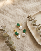 Margerita Baroque Jadau pearls Set In Real Emerald