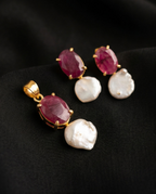 Margerita Baroque Jadau pearls Set In Real Ruby