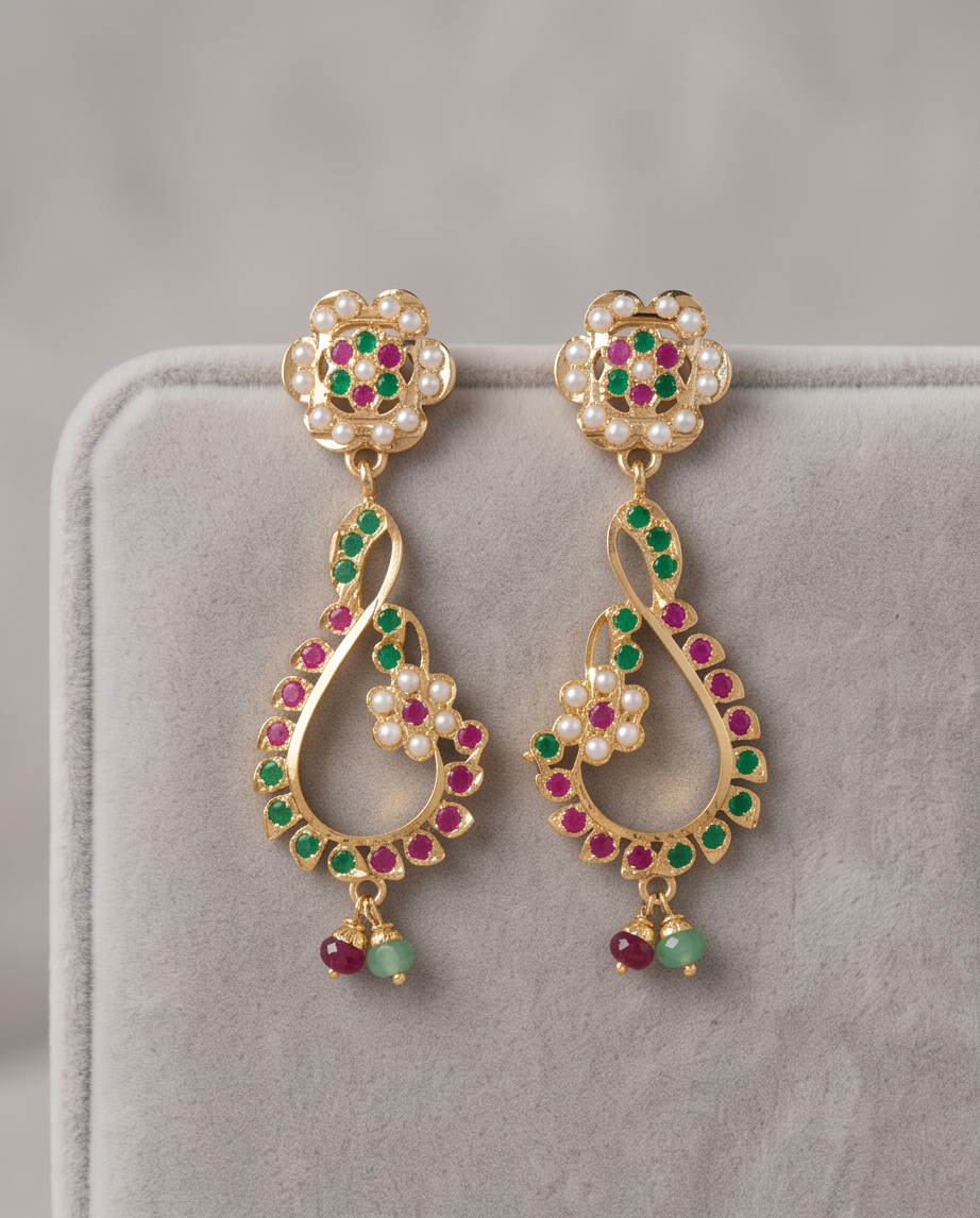 Noor Emerald-Ruby Jadau Earrings