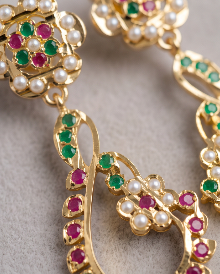 Noor Emerald-Ruby Jadau Earrings