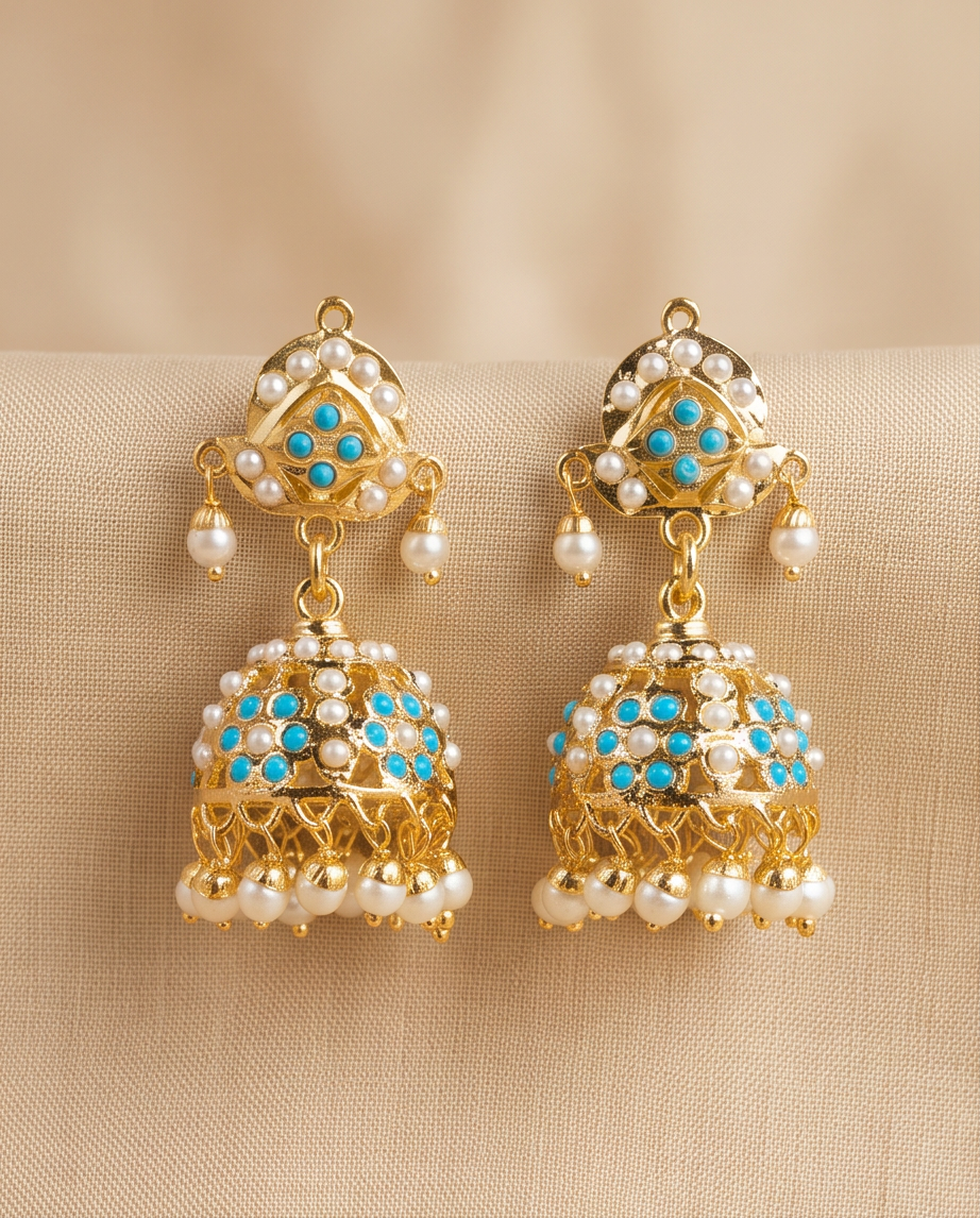 Firoza Blossom Jadau Jhumki