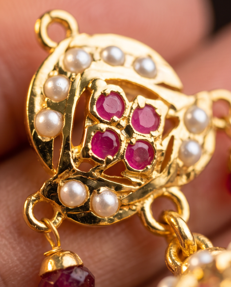 Ruby Blossom Jadau Jhumki