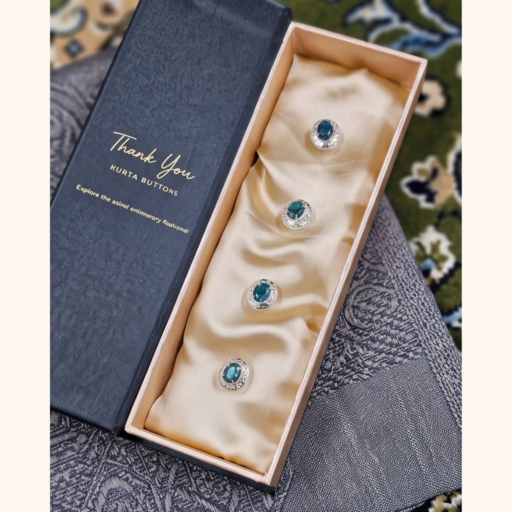Real Emerald Oval shape Kurta Buttons