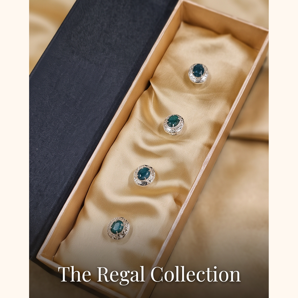 Real Emerald Oval shape Kurta Buttons