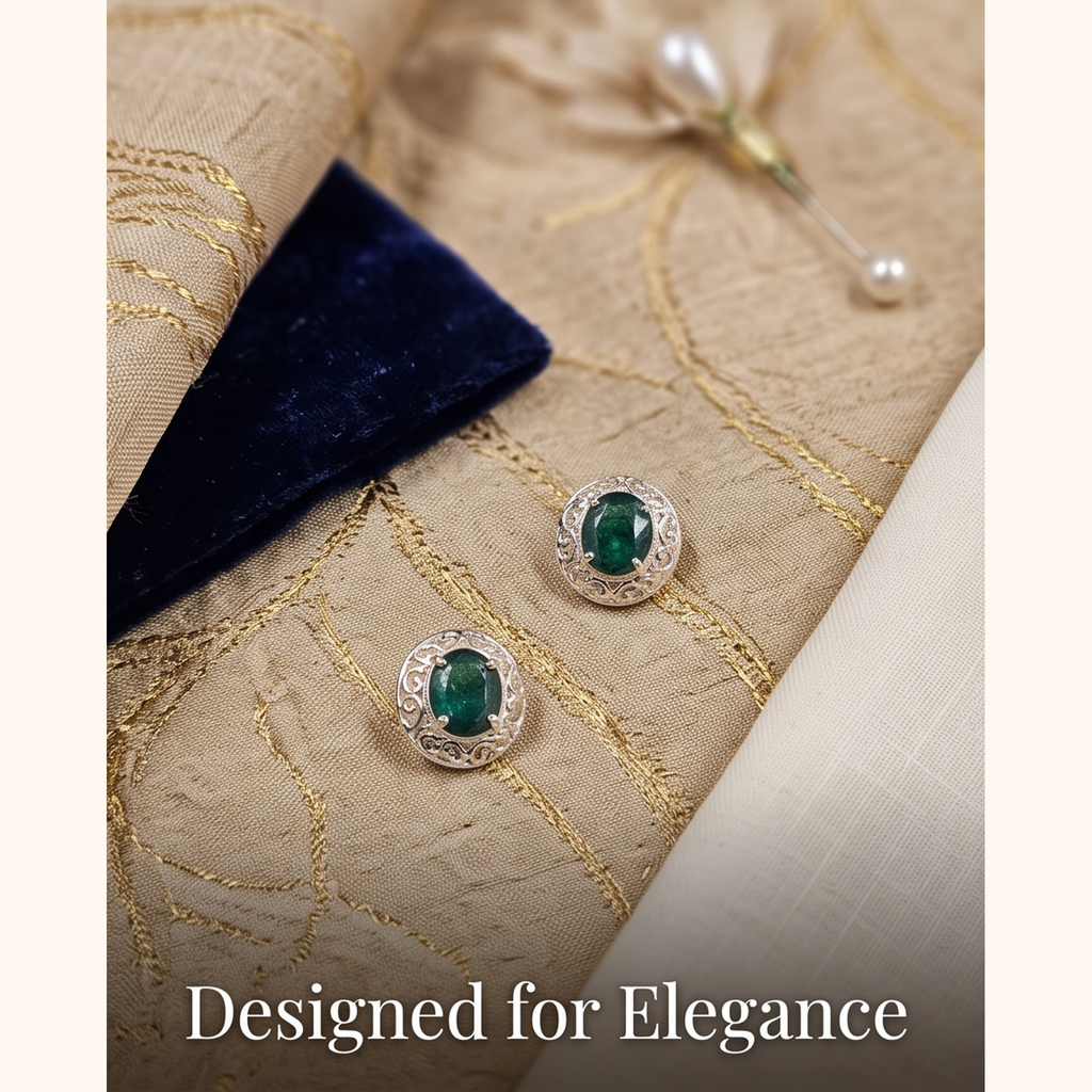 Real Emerald Oval shape Kurta Buttons