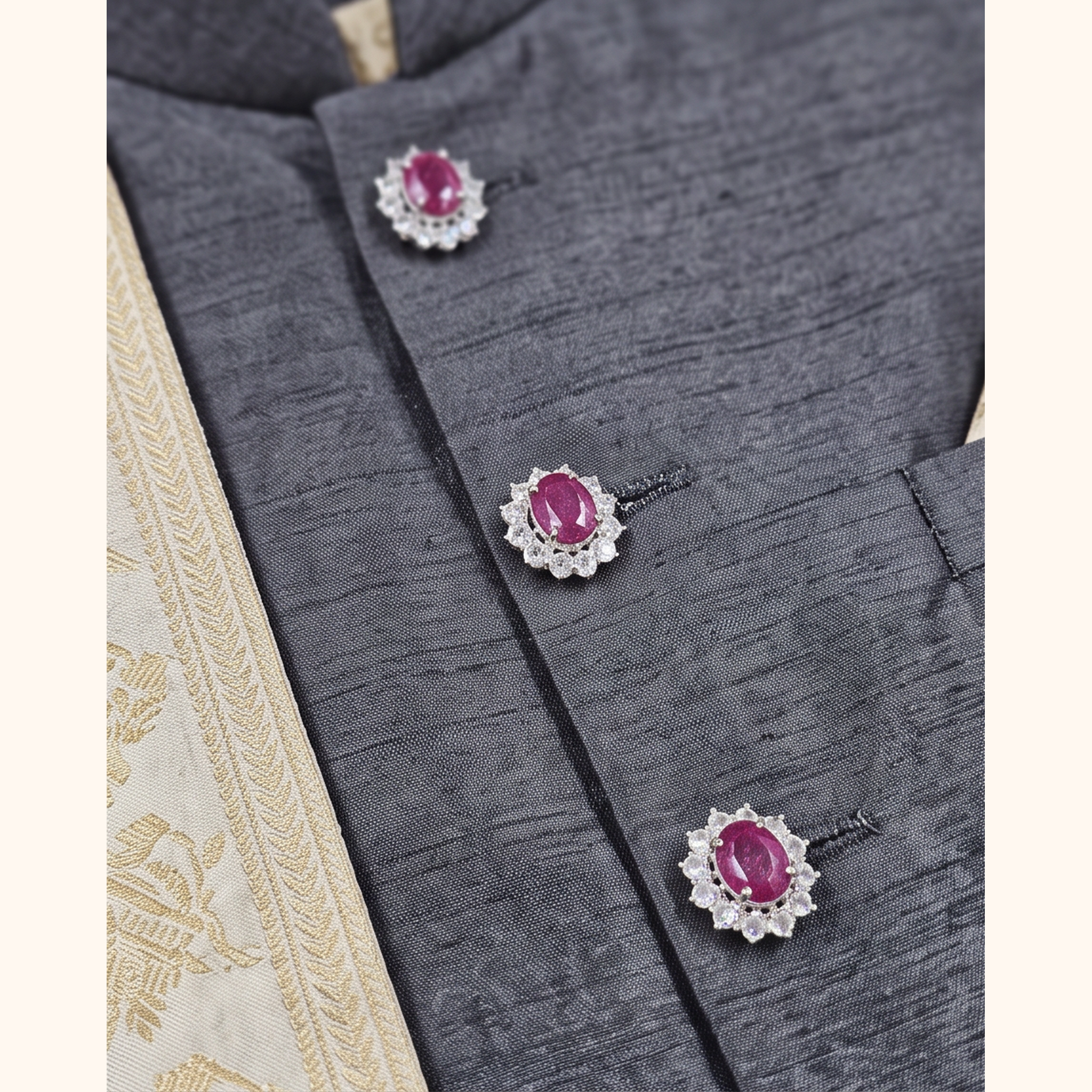 Real Ruby Kurta Buttons