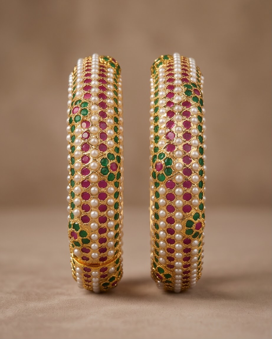 Bahar Jadau Bangles Set With Multi Stones