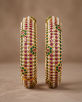 Bahar Jadau Bangles Set With Multi Stones