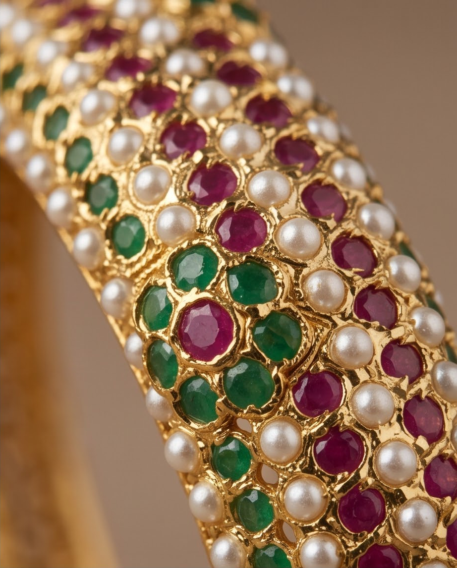 Bahar Jadau Bangles Set With Multi Stones