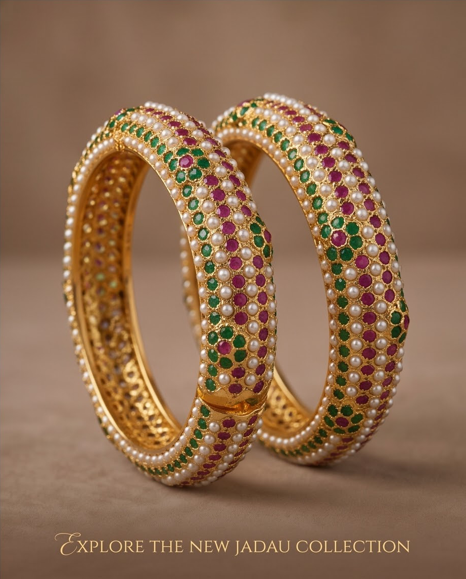 Bahar Jadau Bangles Set With Multi Stones