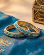 Bahar Jadau Bangles Set With Firoza Stones