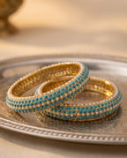 Bahar Jadau Bangles Set With Firoza Stones
