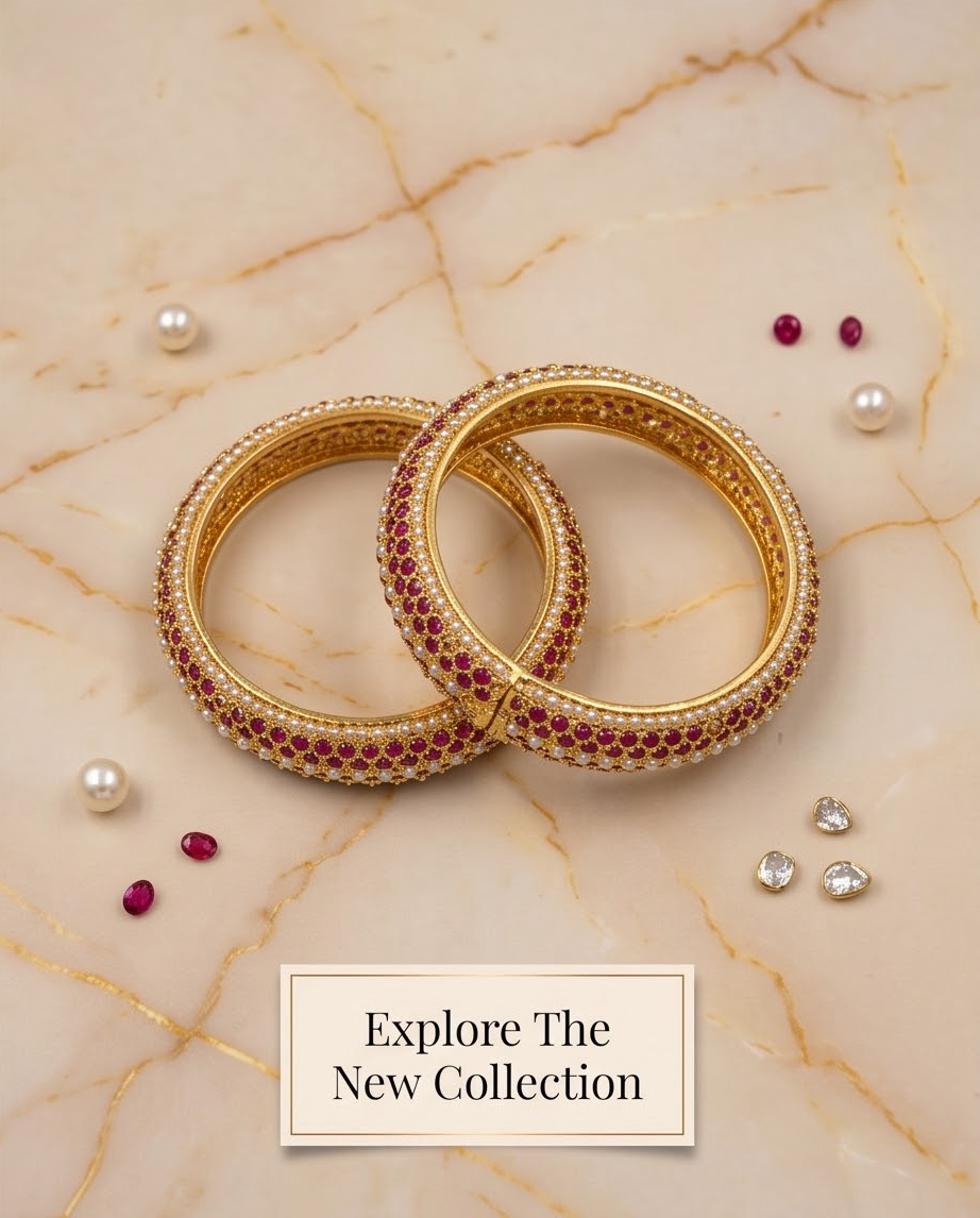 Bahar Jadau Bangles Set With Ruby Stones