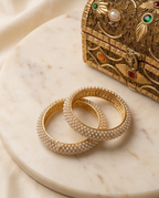 Bahar Jadau Bangles Set With Pearls Stones