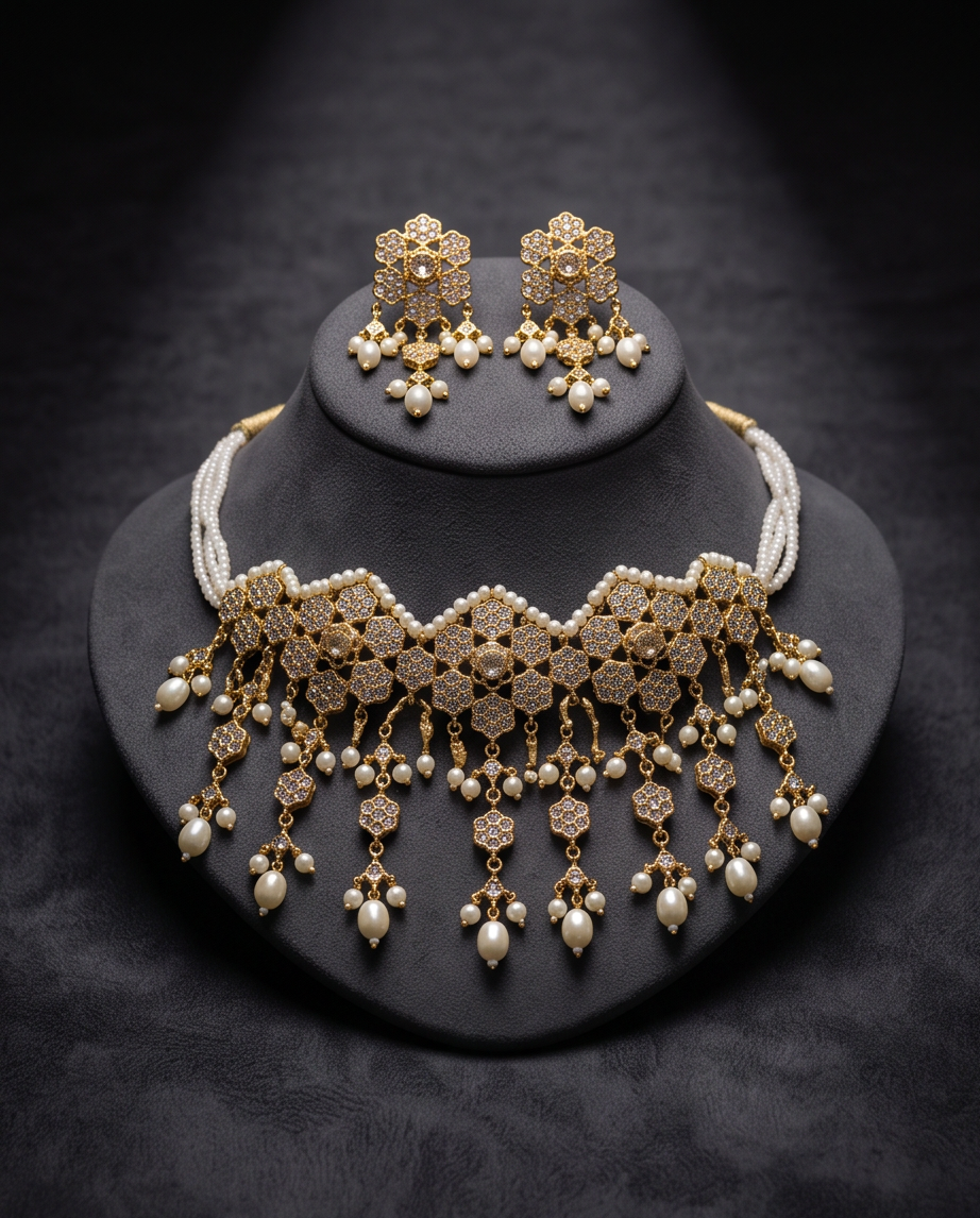 Fazeen Choker Jadau Jewellery Set In Polki