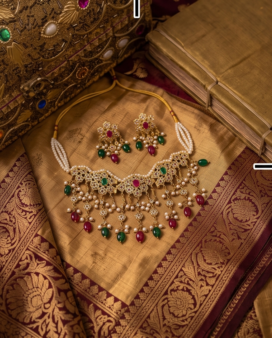 Fazeen Choker Jadau Jewellery Set In Multi