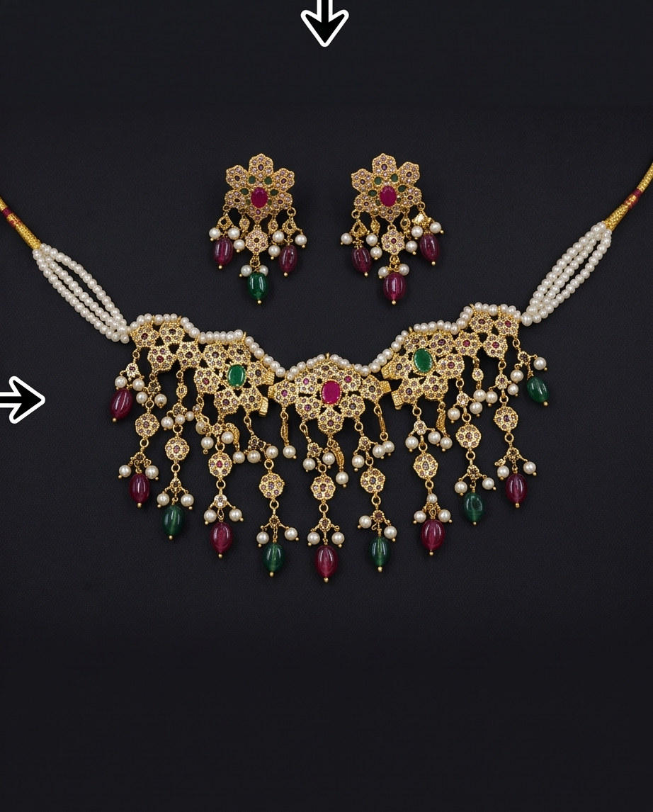 Fazeen Choker Jadau Jewellery Set In Multi