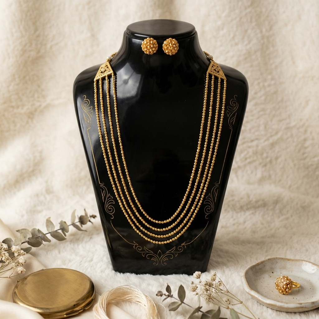 Swarna Chandan Haar With Studs And Adjustable Fingerring