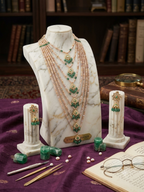 Nazah Satlada Antique Real Pearl & Real Emerald Jadau Necklace