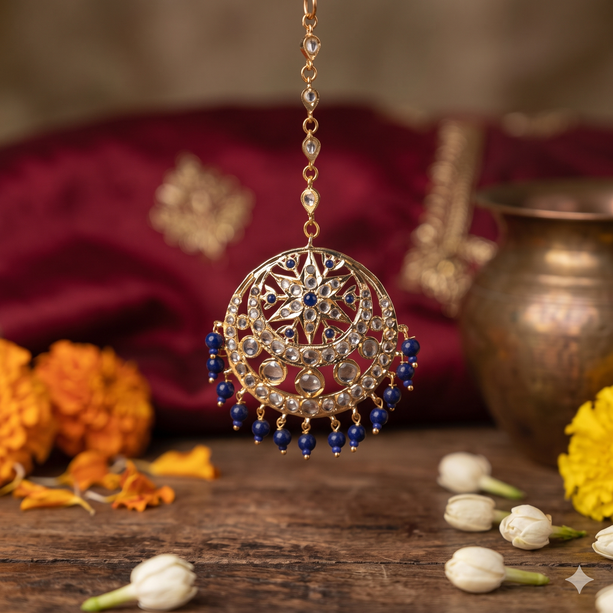 Shahnoor Jadau Tika In Blue