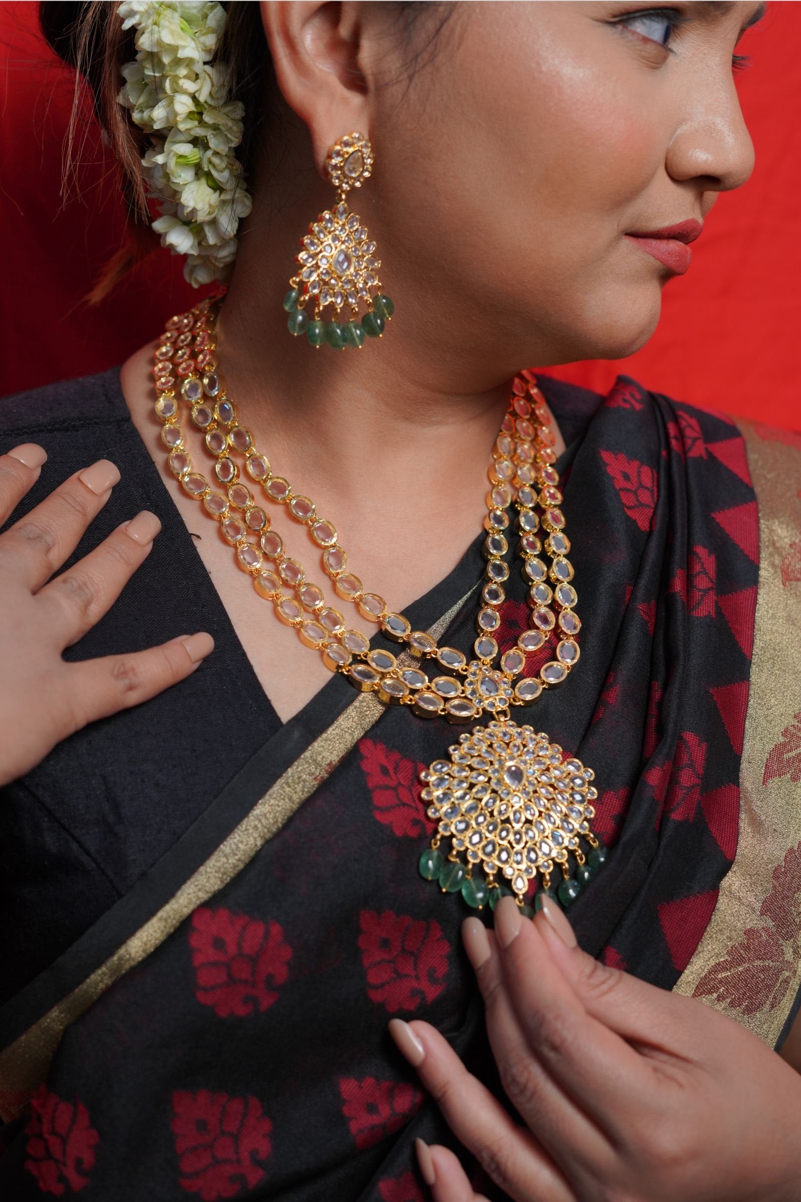 Farina Rani Haar in Real Ruby / Real Emerald