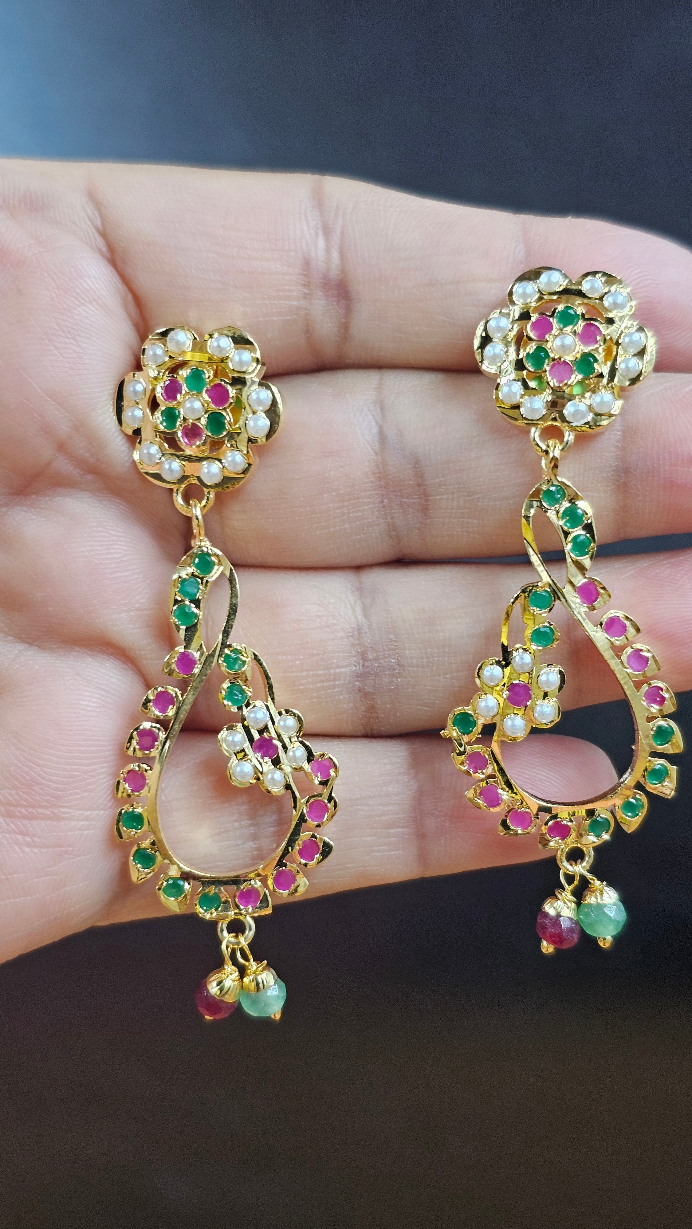 Noor Emerald-Ruby Jadau Earrings