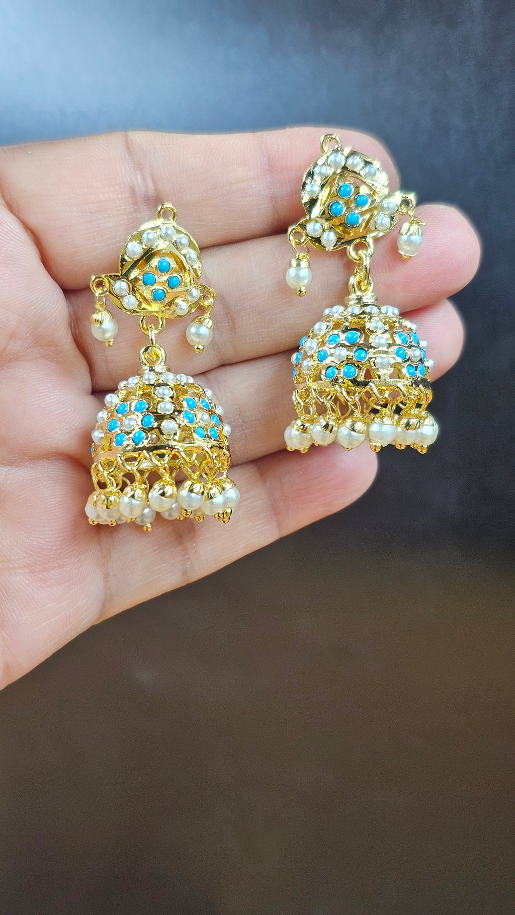 Firoza Blossom Jadau Jhumki