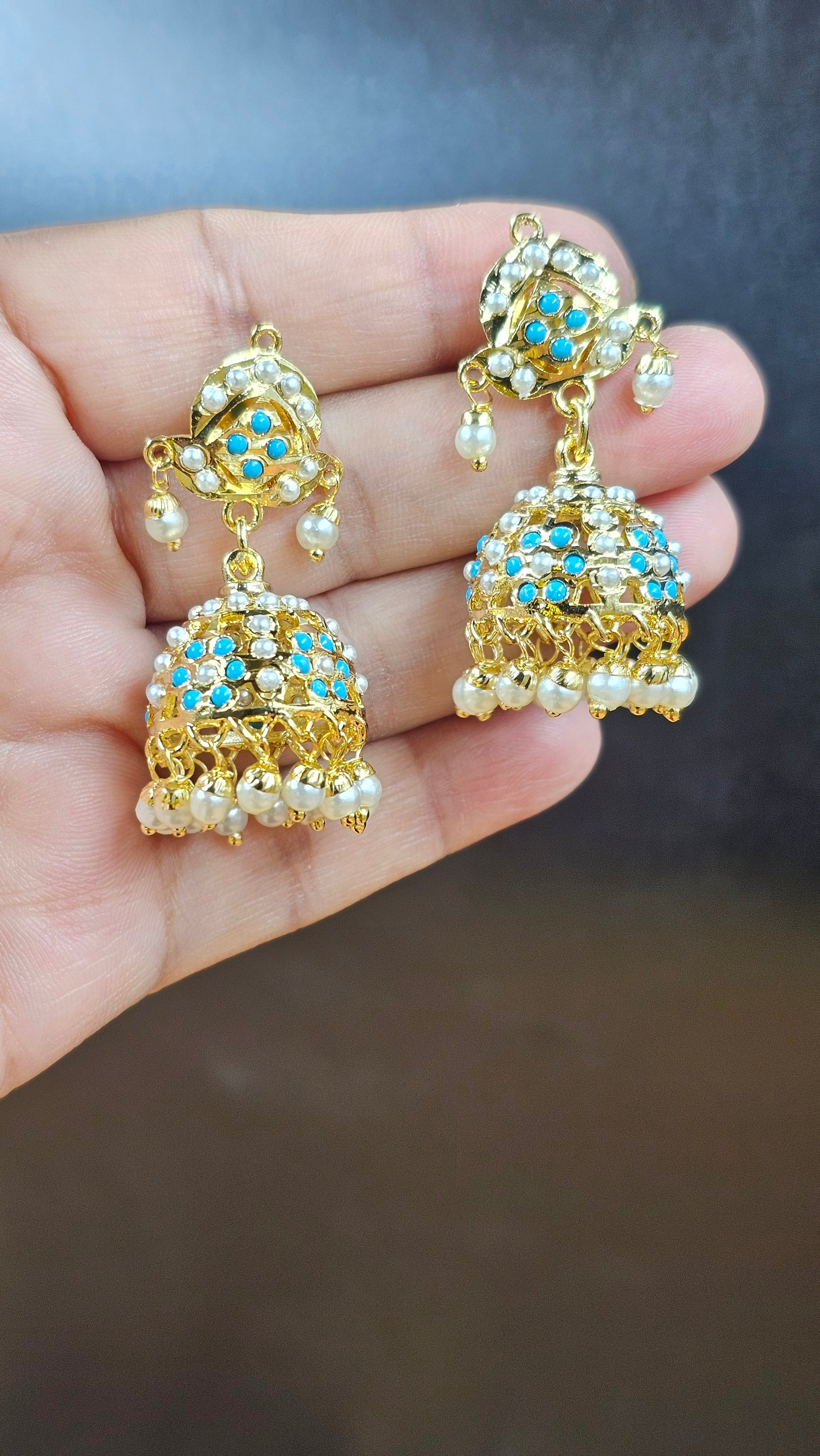 Firoza Blossom Jadau Jhumki