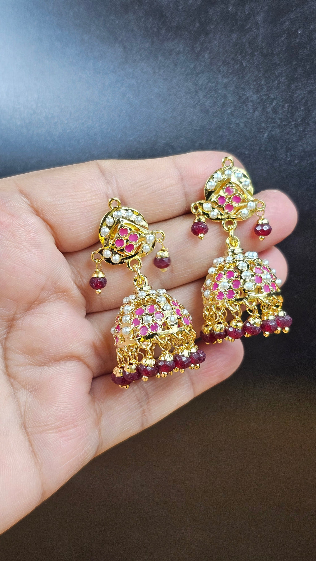 Ruby Blossom Jadau Jhumki
