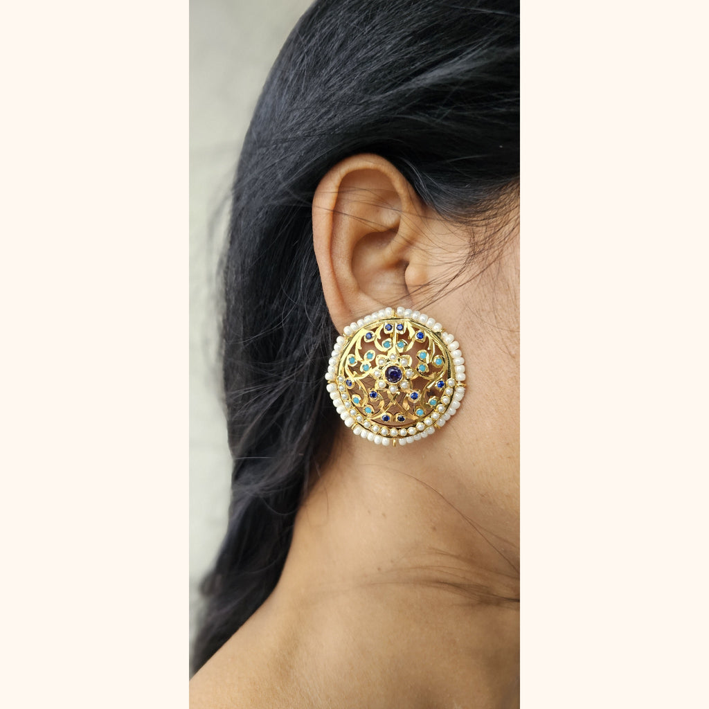 Bela Jadau Studs in Blue- Firoza