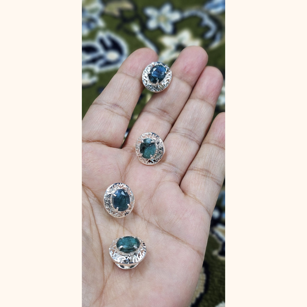 Real Emerald Oval shape Kurta Buttons