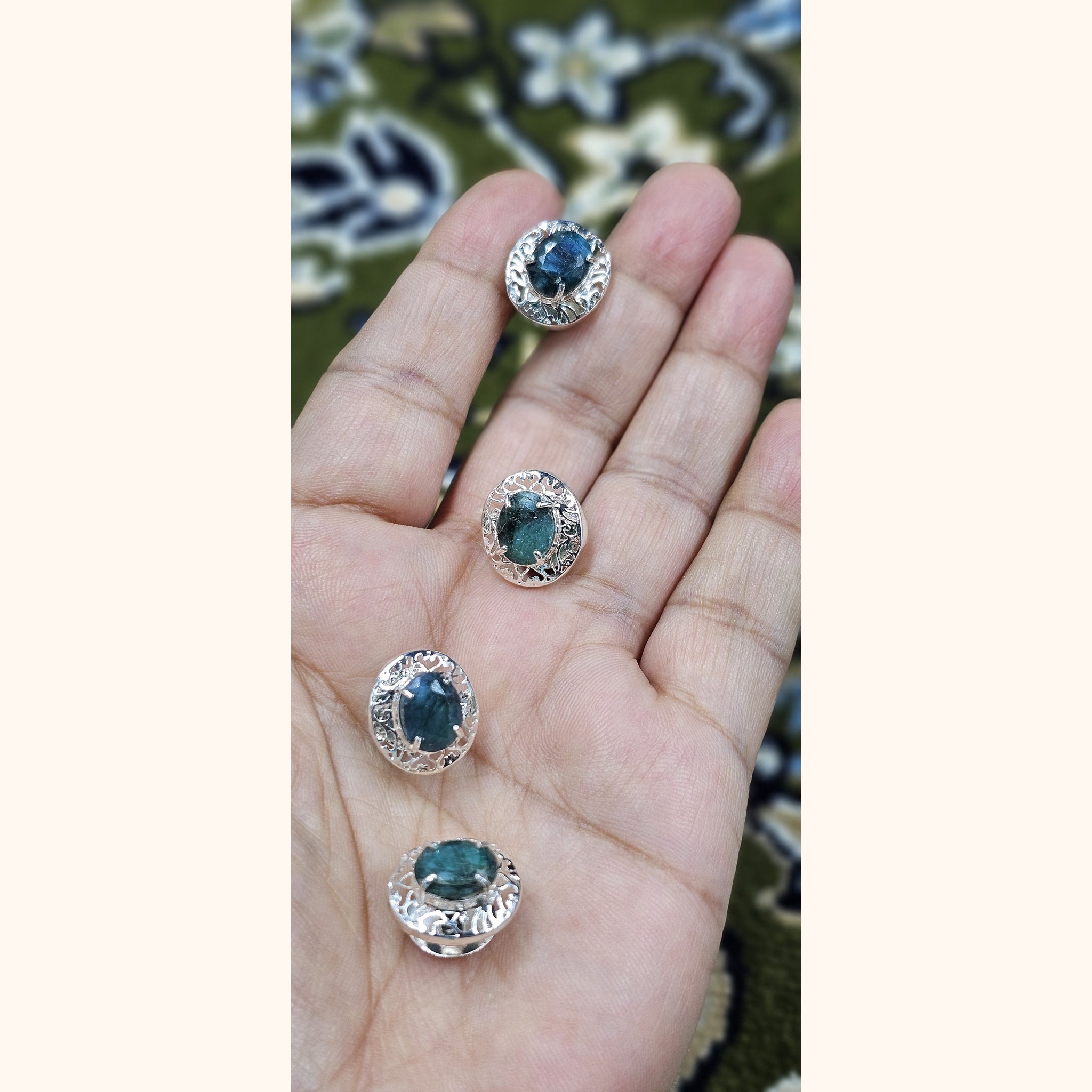 Real Emerald Oval shape Kurta Buttons