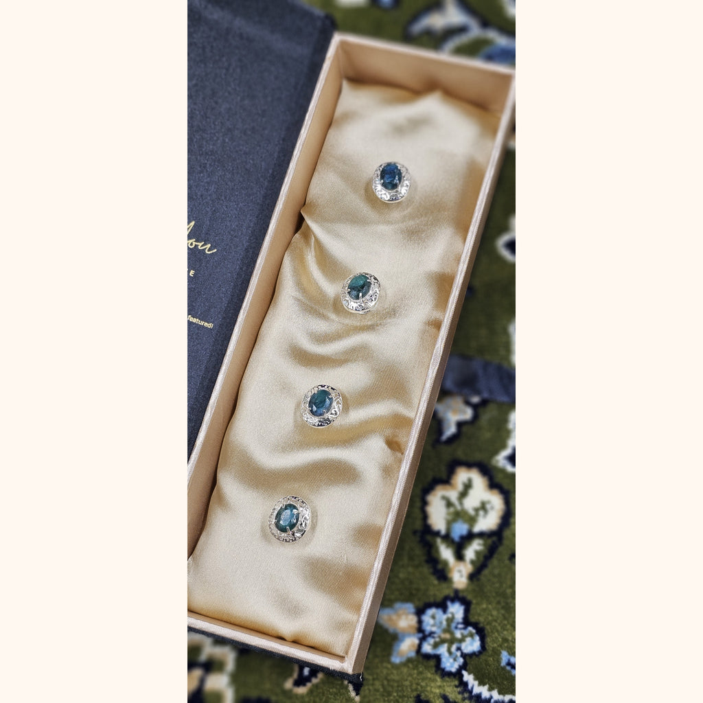 Real Emerald Oval shape Kurta Buttons