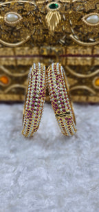 Bahar Jadau Bangles Set With Ruby Stones