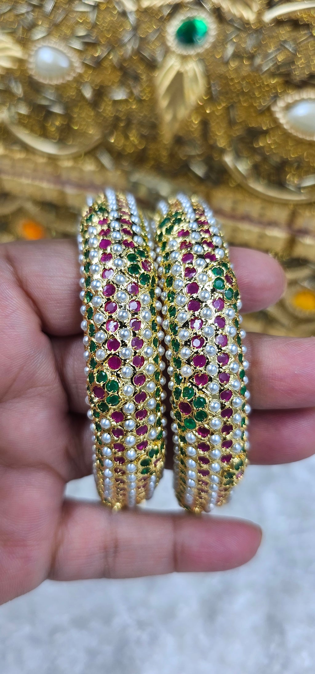 Bahar Jadau Bangles Set With Multi Stones