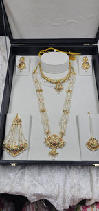 Nudrat Jadau Bridal Jewellery Set In Navratan Pearls