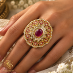 Karina Ruby Statement Finger Jadau Ring