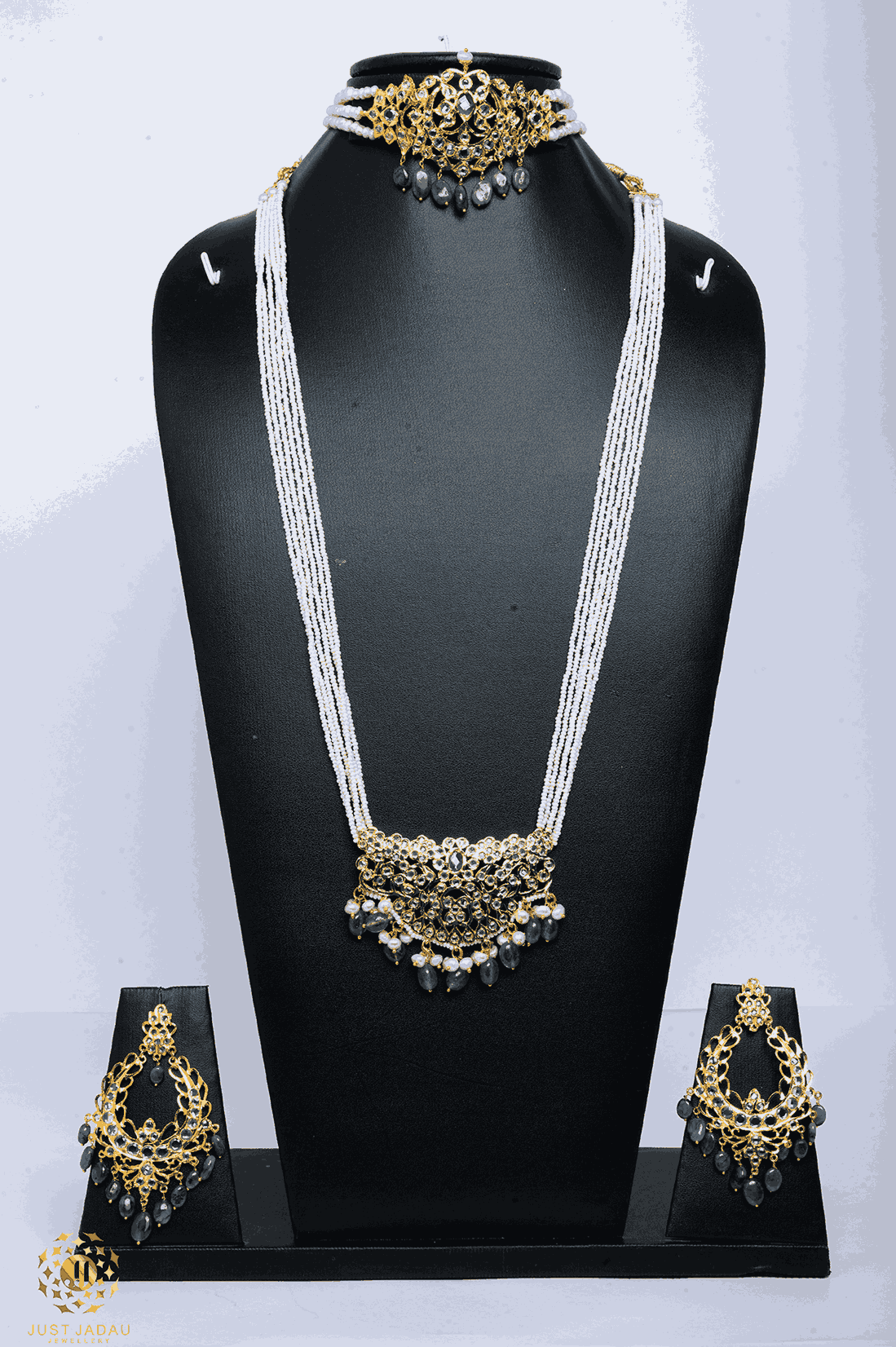 Kinza Bridal Set in Real Emerald and Pearls