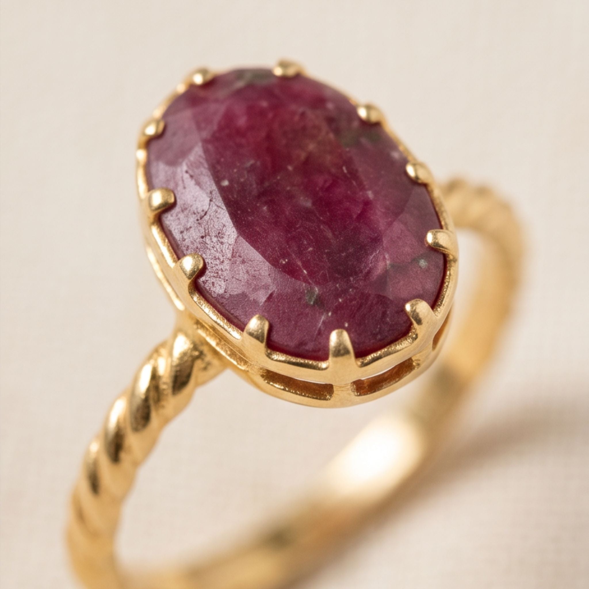 Real Ruby Jadau Finger Ring Size 10
