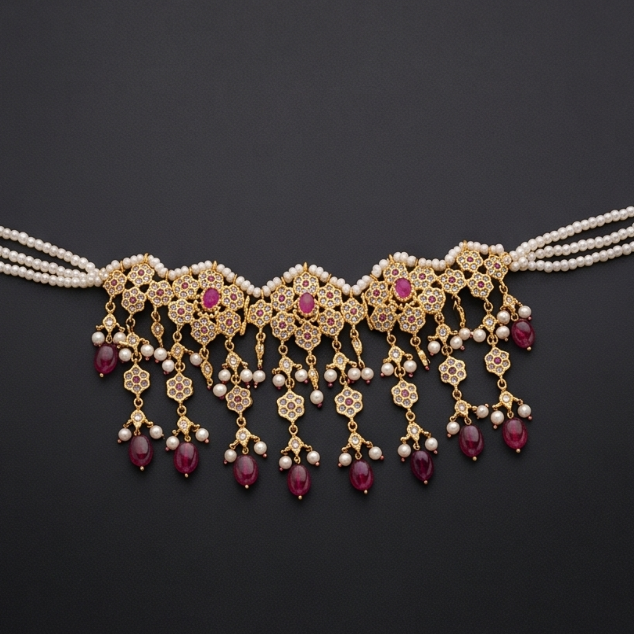 Fazeen Choker Jadau Jewellery Set In Ruby
